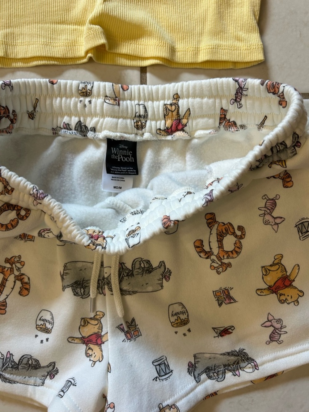 Disney Yellow Ribbed Winnie the Pooh Tank Top and Character Shorts Set - Picture 4 of 4